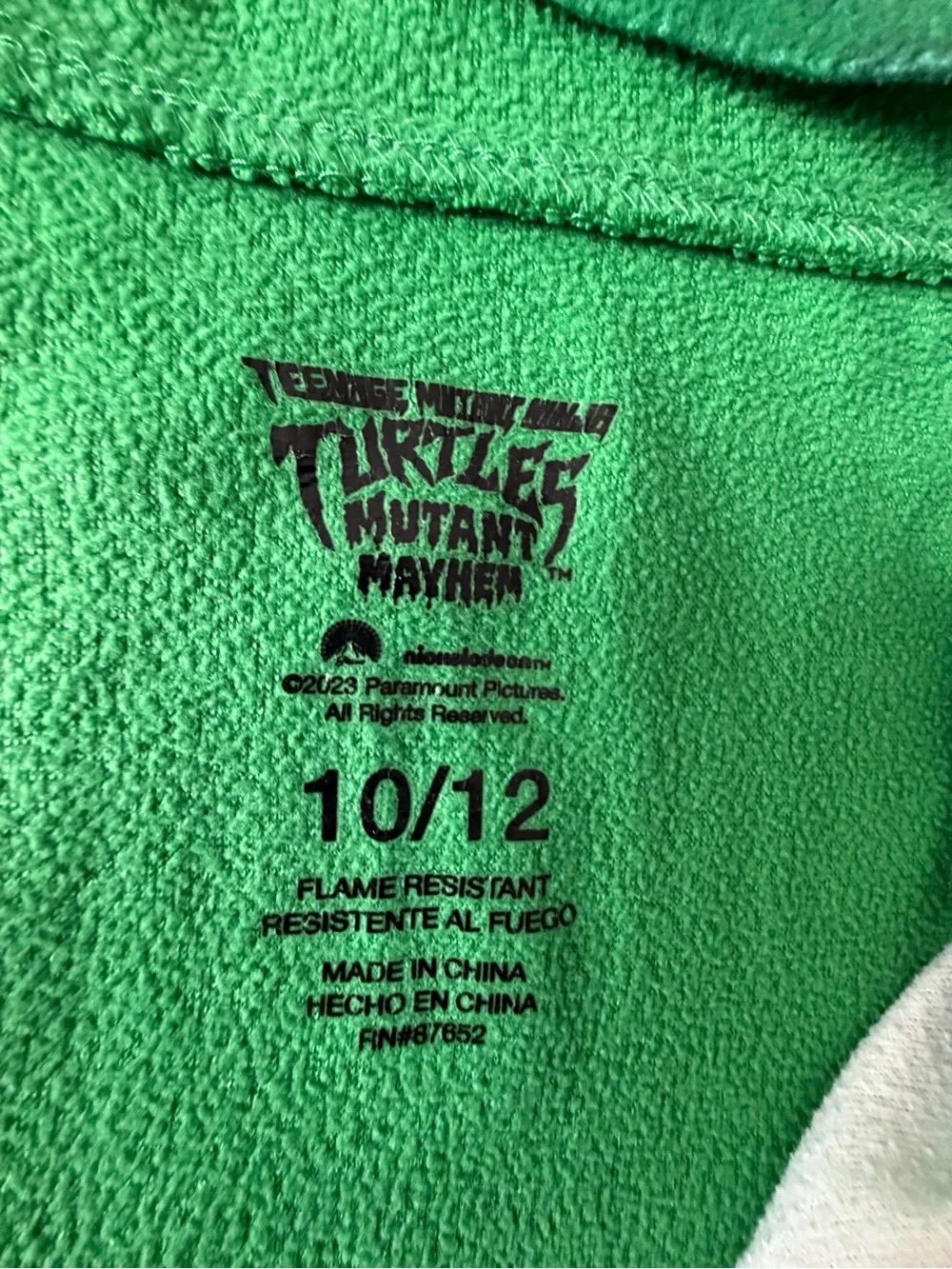 TMNT Mutant Mayhem Michelangelo Hooded Fleece Pajamas Boys Size 10/12 Costume